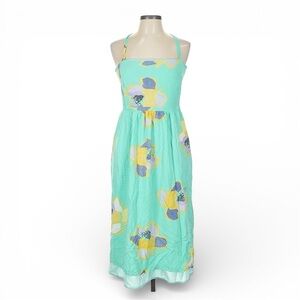 Corey Lynn Calter Green Floral Midi Dress Size L | Crossback Summer Vacation